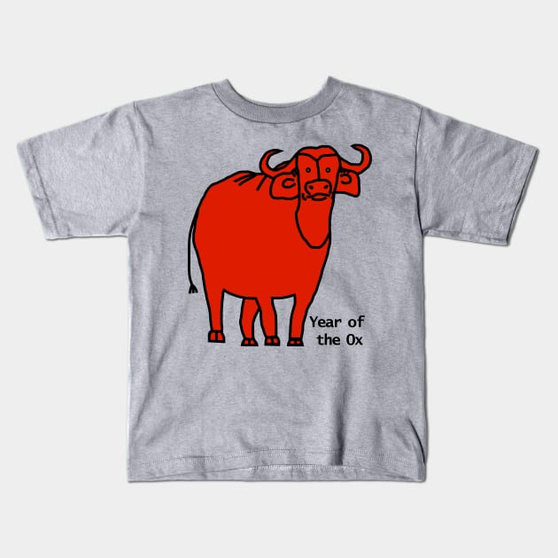 Year of the Ox Red Kids T-Shirt by ellenhenryart